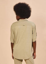 Load image into Gallery viewer, Model Back: Uv Line Shirtdress Shirt Copa Sand Upf50+