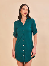 Load image into Gallery viewer, Model Front: Uv Line Shirtdress Shirtdress Copenhagen Petroleo Upf50+