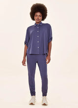 Load image into Gallery viewer, Model Front: Uv Line Shirtdress Shirt Copa Navy Blue Upf50+