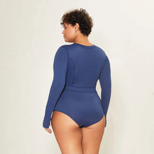 Load image into Gallery viewer, Image 08: Uv Line One-Piece Swimsuit Macae Navy Blue Upf50+