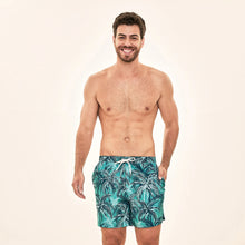 Load image into Gallery viewer, Model Front: Uv Line Swim Shorts Short Acqua Coqueiros Turquesa Upf50+