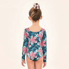 Load image into Gallery viewer, Model Back: Uv Line Girl's One-Piece Swimsuit Girl Hibiscus Upf50+