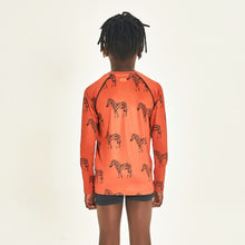 Load image into Gallery viewer, Model Back: Uv Line Rash Guard Longsleeve Acqua Zebra Inf Upf50+