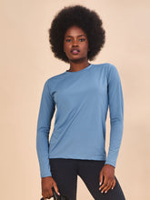 Load image into Gallery viewer, Model Front: Uv Line Rash Guard Longsleeve Uvpro Indigo Upf50+
