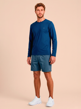 Load image into Gallery viewer, Model Front: Uv Line Rash Guard Longsleeve Uvpro Masc Cobalt Upf50+
