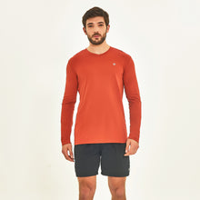 Load image into Gallery viewer, Model Front: Uv Line Rash Guard Longsleeve Sport Fit Ferrugem Upf50+
