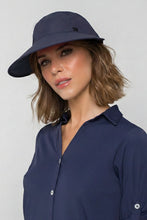 Load image into Gallery viewer, Model Front: Uv Line Caps Visor Capri Colors Nac Fem Navy Blue Upf50+
