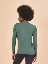 Load image into Gallery viewer, Model Back: Uv Line Rash Guard Longsleeve Fem New Fit Textura Verde Jade Upf50+
