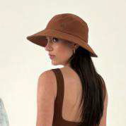 Load image into Gallery viewer, Product Front: Uv Line Floppy Hat Lyon Conhaque Upf50+
