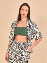 Load image into Gallery viewer, Model Front: Uv Line Shirtdress Shirt Copa Fauna Upf50+
