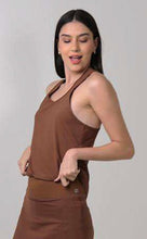 Load image into Gallery viewer, Product Front: Uv Line Fitness Top Regata Sport Color Fem Marrom Upf50+
