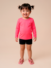 Load image into Gallery viewer, Model Front: Uv Line Rash Guard Longsleeve Baby Pink Fluor Upf50+
