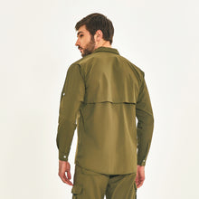 Load image into Gallery viewer, Model Back: Uv Line Fitness Top Tenerife Verde Militar Upf50+
