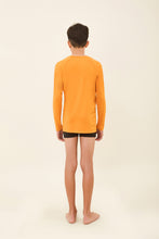 Load image into Gallery viewer, Model Back: Uv Line Rash Guard Longsleeve Uvpro Kids Orange Upf50+
