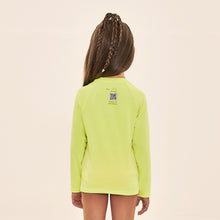Load image into Gallery viewer, Model Back: Uv Line Rash Guard Acqua Qr Code Amarelo Fluor Upf50+
