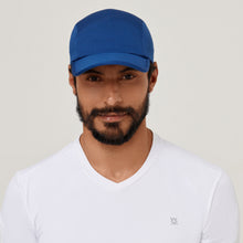 Load image into Gallery viewer, Model Front: Uv Line Caps Cap Athletic Dry 2021 Masc Nav Yblue Upf50+
