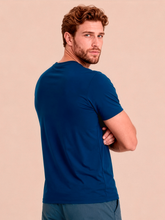 Load image into Gallery viewer, Model Back: Uv Line T-Shirt For Men T-Shirt Uvpro Masc Cobalt Upf50+

