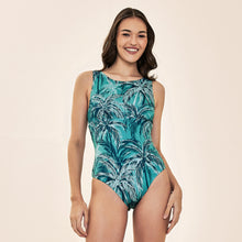 Load image into Gallery viewer, Model Front: Uv Line One-Piece Bruna Coqueiros Turquesa Upf50+

