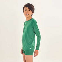 Load image into Gallery viewer, Image 02: Uv Line Rash Guard Longsleeve Uvpro Kids Verde Brasil Upf50+
