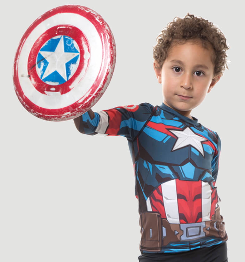 Model Front: Uv Line Rash Guard Acqua Capitao America I18 Ml Inf Estampa