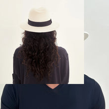 Load image into Gallery viewer, Model Back: Uv Line Panama Hat Chapeu Shanghai Imp Uni Branco/Preto
