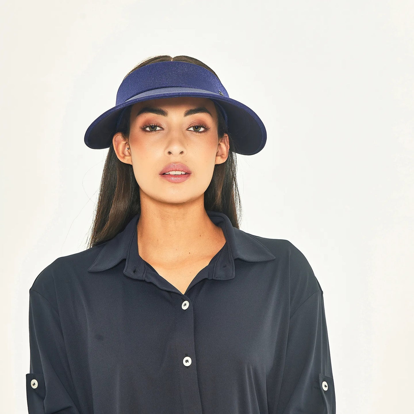Model Front: Uv Line Visor Grecia Navy Fit Upf50+