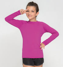 Load image into Gallery viewer, Model Front: Uv Line Rash Guard Kids Fpu50+ Uvpro Long Sleeve T-Shirt Pink Uv
