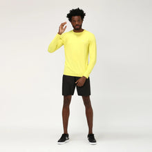 Load image into Gallery viewer, Model Front: Uv Line Fitness Top Longsleeve Uvpro Amarelo Upf50+
