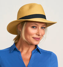 Load image into Gallery viewer, Image 02: Uv Line Panama Hat Shanghai Areia Preto Upf50+
