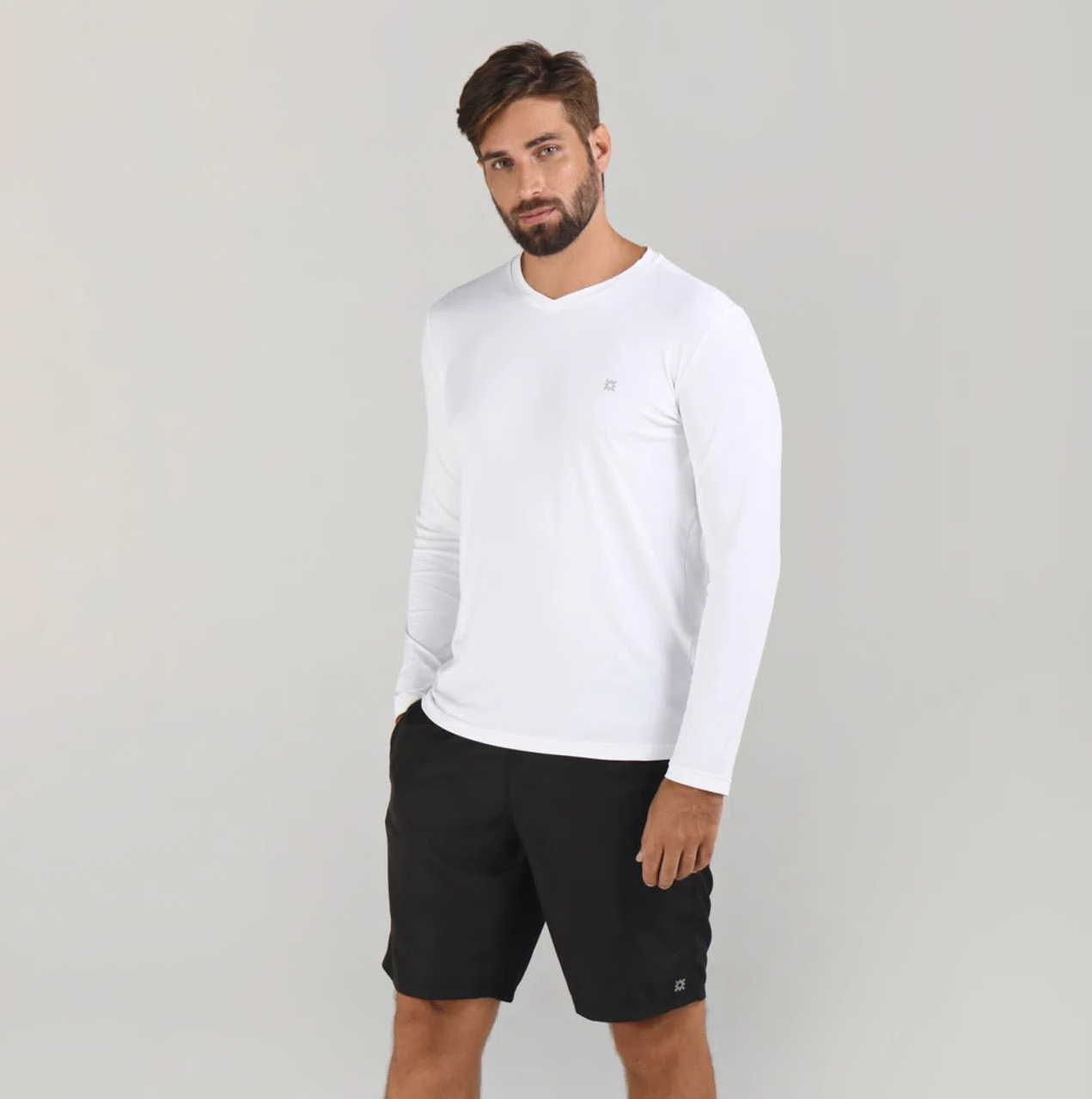 Model Front: Uv Line Fitness Top Sport Fit Ml Branco Msc